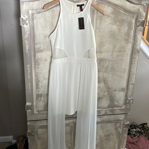 NWT MATERIAL GIRL White Slitted Sleeveless Maxi Party Sheath Dress Juniors L